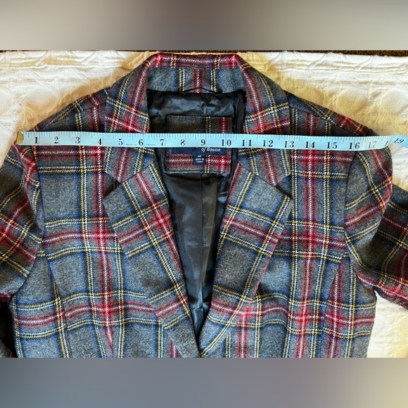 🦊Vintage Chadwick’s Boston Grey/Red Plaid Wool BlazerJacket Sz14P Holiday Ready - Picture 9 of 12